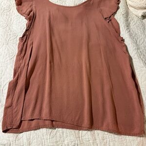 LOFT Terracotta Flutter Sleeve Blouse